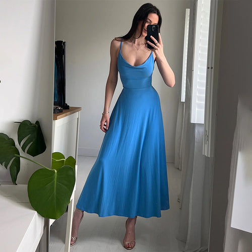 XY23339Summer New Elegant Style Slim Fit Long Dress Pockets Collar Waist Girdling Band Strap Dress for Women