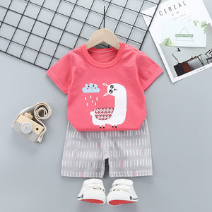 Children's Short-Sleeved Suit Cotton Summer Baby Clothes Korean Girls  TT-shirt Boys' Clothing Foreign Trade Children's Wear Wholesale