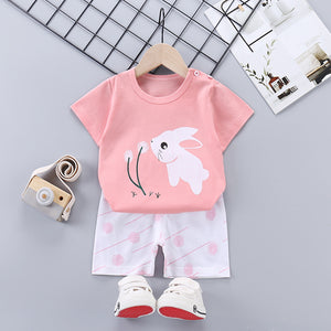 Children's Short-Sleeved Suit Cotton Summer Baby Clothes Korean Girls  TT-shirt Boys' Clothing Foreign Trade Children's Wear Wholesale