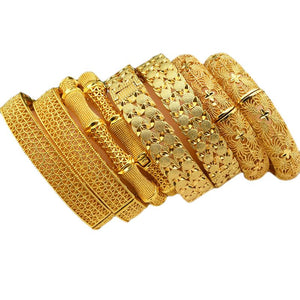 Hot Sale 24K Gold Plated Bracelet Dubai Bride India Nigeria Women's Wedding Alluvial Gold Bracelet Ornament Wholesale