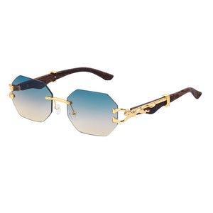 Retro Wood-like Leopard-Shaped Sunglasses Men's Square-Frame Trimming Driving Sunglasses Cross-Border Wholesaleshades