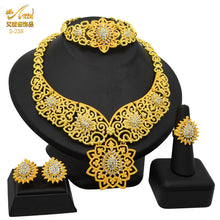 Load image into Gallery viewer, Dubai 24K Gold Accessories African Bridal Jewelry Set Saudi Women Necklace Bracelet Earrings Four-Piece Ring Set