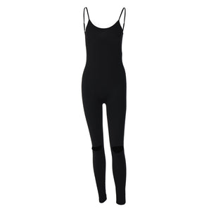 European And American-Style2023Summer Women's Amazon New Fashion Hollowed-out Sling Backless Tight Sports Jumpsuit Wholesale