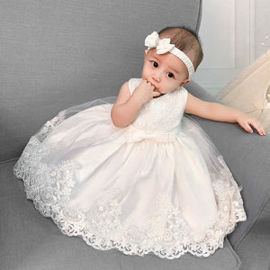 Cross-Border  baby Girl's Princess Dress Bow Lace Children's Dress Girl Dress