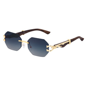 Retro Wood-like Leopard-Shaped Sunglasses Men's Square-Frame Trimming Driving Sunglasses Cross-Border Wholesaleshades