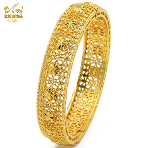 Hot Sale 24K Gold Plated Bracelet Dubai Bride India Nigeria Women's Wedding Alluvial Gold Bracelet Ornament Wholesale