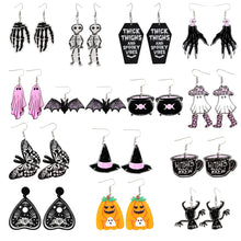 Load image into Gallery viewer, Europe and America Cross Border Halloween Party Ghost Witch Punk Earrings Sweet Cool Pumpkin Skull Stud Earrings Eardrop