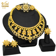 Load image into Gallery viewer, Dubai 24K Gold Accessories African Bridal Jewelry Set Saudi Women Necklace Bracelet Earrings Four-Piece Ring Set