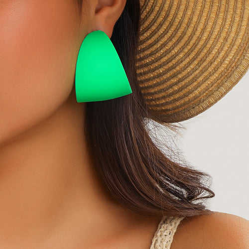 Europe and America Cross Border Dopamine Exaggerated Niche round Ring Earrings Candy Color French Simplicity GeometryCShaped Stud Earrings Ornament