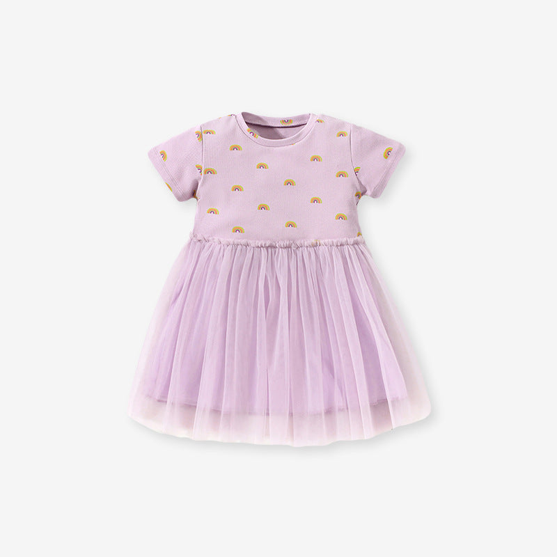 Girls' Dress Summer European and American Princess Dress Cute and Breathable Mesh Girls' Dress