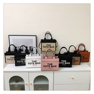 Straw Tote Bag Niche2023Women's Cross-Border Small Square Bag Letter Splicing tote bag Foreign Trade Handbags