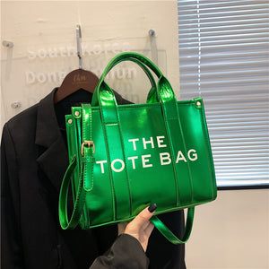 2023Cross-Border New Arrival Foreign Trade Bright Leather Simple Tote Commuter Bagtote Bag Women's Shoulder Crossbody Handbag