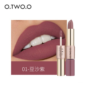 O.TWO.ODouble-Headed Velvet Matte Lip Gloss Lipstick Two-in-One Soft Fog12Color Lip Lacquer Factory Direct SalesN9107