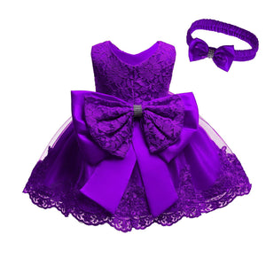 Cross-Border  baby Girl's Princess Dress Bow Lace Children's Dress Girl Dress