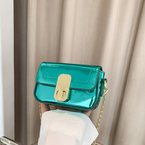 2023New Spring and Summer Bright Leather Women's Bag Special-Interest Design Chain Texture Fashion Mini Small Bag Candy Color Women's Bag
