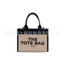 Load image into Gallery viewer, Straw Tote Bag Niche2023Women&#39;s Cross-Border Small Square Bag Letter Splicing tote bag Foreign Trade Handbags