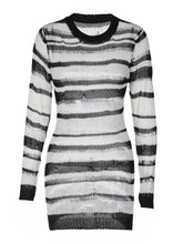 Load image into Gallery viewer, Sexy Knitted Sweater Hip Skirt2023Autumn Europe and America Cross Border Women&#39;s New Long Sleeve Striped Dress Wholesale