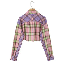 Load image into Gallery viewer, Wholesale2023Amoi Women&#39;s Clothing European and American Style Long Sleeve Pocket Decoration Loose Brushed Plaid Shirt