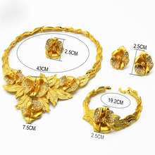 Load image into Gallery viewer, Dubai 24K Gold Accessories African Bridal Jewelry Set Saudi Women Necklace Bracelet Earrings Four-Piece Ring Set