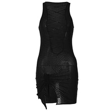 Load image into Gallery viewer, European And American-Style2023Summer Women&#39;s Clothing New Mesh Sexy Cutout Lace-upVCollar Elegant Slim Dress Wholesale