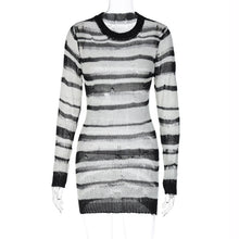 Load image into Gallery viewer, Sexy Knitted Sweater Hip Skirt2023Autumn Europe and America Cross Border Women&#39;s New Long Sleeve Striped Dress Wholesale