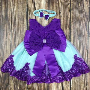 Cross-Border  baby Girl's Princess Dress Bow Lace Children's Dress Girl Dress