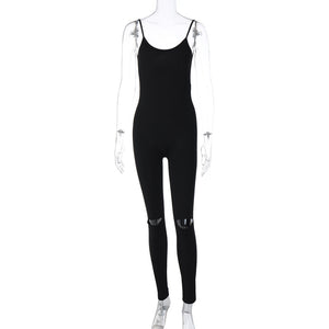 European And American-Style2023Summer Women's Amazon New Fashion Hollowed-out Sling Backless Tight Sports Jumpsuit Wholesale