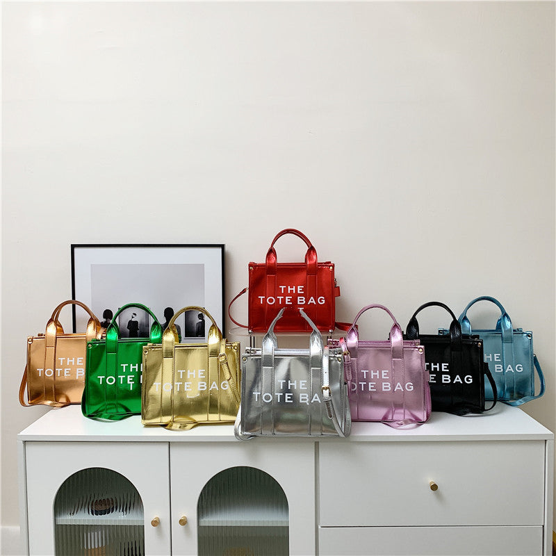 2023Cross-Border New Arrival Foreign Trade Bright Leather Simple Tote Commuter Bagtote Bag Women's Shoulder Crossbody Handbag