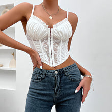 Load image into Gallery viewer, Summer New SimpleinsSexy High-Grade Lace Pleated Wooden Ear Breasted Fishbone VestK0178