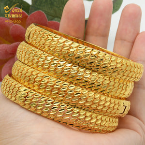 Hot Sale 24K Gold Plated Bracelet Dubai Bride India Nigeria Women's Wedding Alluvial Gold Bracelet Ornament Wholesale