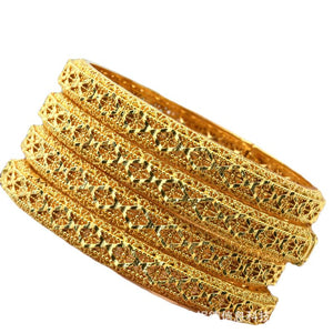 Hot Sale 24K Gold Plated Bracelet Dubai Bride India Nigeria Women's Wedding Alluvial Gold Bracelet Ornament Wholesale