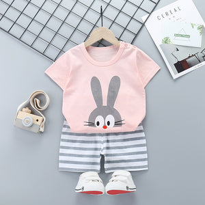 Children's Short-Sleeved Suit Cotton Summer Baby Clothes Korean Girls  TT-shirt Boys' Clothing Foreign Trade Children's Wear Wholesale