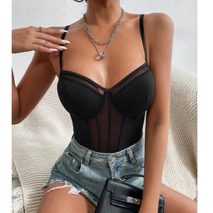 2023Summer New Arrival Hot Sale European and American Amazon Hot Sale Sexy See-through Backless Lace Mesh Patchwork Jumpsuit