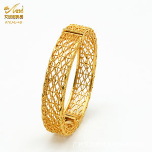 Hot Sale 24K Gold Plated Bracelet Dubai Bride India Nigeria Women's Wedding Alluvial Gold Bracelet Ornament Wholesale