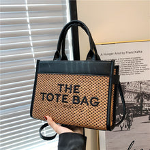 Load image into Gallery viewer, Straw Tote Bag Niche2023Women&#39;s Cross-Border Small Square Bag Letter Splicing tote bag Foreign Trade Handbags