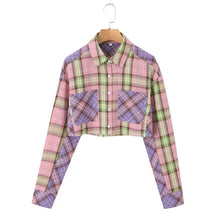 Load image into Gallery viewer, Wholesale2023Amoi Women&#39;s Clothing European and American Style Long Sleeve Pocket Decoration Loose Brushed Plaid Shirt