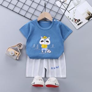 Children's Short-Sleeved Suit Cotton Summer Baby Clothes Korean Girls  TT-shirt Boys' Clothing Foreign Trade Children's Wear Wholesale