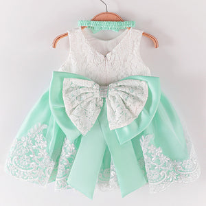 Cross-Border  baby Girl's Princess Dress Bow Lace Children's Dress Girl Dress