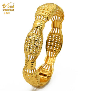 Hot Sale 24K Gold Plated Bracelet Dubai Bride India Nigeria Women's Wedding Alluvial Gold Bracelet Ornament Wholesale