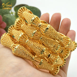 Hot Sale 24K Gold Plated Bracelet Dubai Bride India Nigeria Women's Wedding Alluvial Gold Bracelet Ornament Wholesale