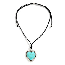 Load image into Gallery viewer, Europe and America Cross Border Ornament Beach Bohemian Mermaid Necklace Turquoise Love Pendant Adjustable Drawstring Collar