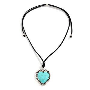 Europe and America Cross Border Ornament Beach Bohemian Mermaid Necklace Turquoise Love Pendant Adjustable Drawstring Collar