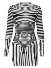 Load image into Gallery viewer, European and american women&#39;s clothing2023Autumn New Fashion Striped Vertigo Print Long Sleeve Short Dress Amazon Wholesale