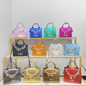 Shiny Women's Bag 2023 Spring New Embossed Popular Letter Tote Bag Ins European and American Fashion Crossbody Shoulder Bag