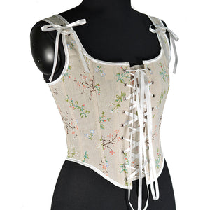 21639French Style Floral Lace-up Fishbone Corset Short VestBustier CropEarly Spring New