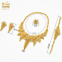 Load image into Gallery viewer, Cross-Border Middle East Bride Necklace Ring Earring Bracelet Four-Piece Indian Wedding Accessories Jewelry Set Wholesale