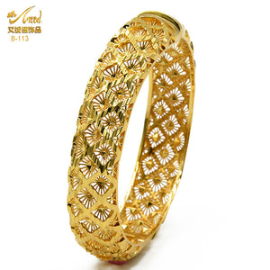 Hot Sale 24K Gold Plated Bracelet Dubai Bride India Nigeria Women's Wedding Alluvial Gold Bracelet Ornament Wholesale