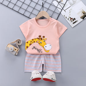 Children's Short-Sleeved Suit Cotton Summer Baby Clothes Korean Girls  TT-shirt Boys' Clothing Foreign Trade Children's Wear Wholesale