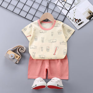 Children's Short-Sleeved Suit Cotton Summer Baby Clothes Korean Girls  TT-shirt Boys' Clothing Foreign Trade Children's Wear Wholesale