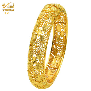 Hot Sale 24K Gold Plated Bracelet Dubai Bride India Nigeria Women's Wedding Alluvial Gold Bracelet Ornament Wholesale